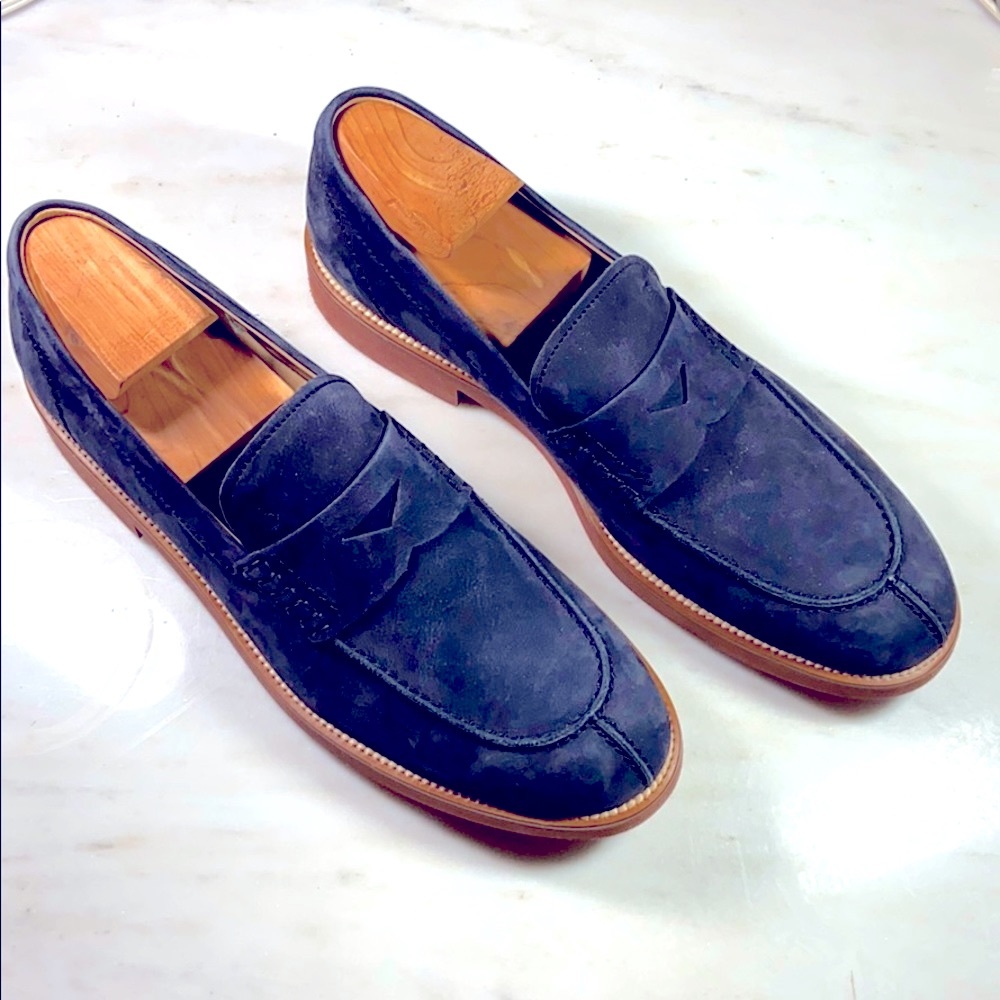 NAVY SUEDE TODS PENNY LOAFER - NEVER WORN - SIZE 11